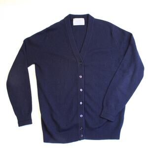 Berk London Vintage Unisex Mens Small 100% Cashmere Cardigan Blue British Made